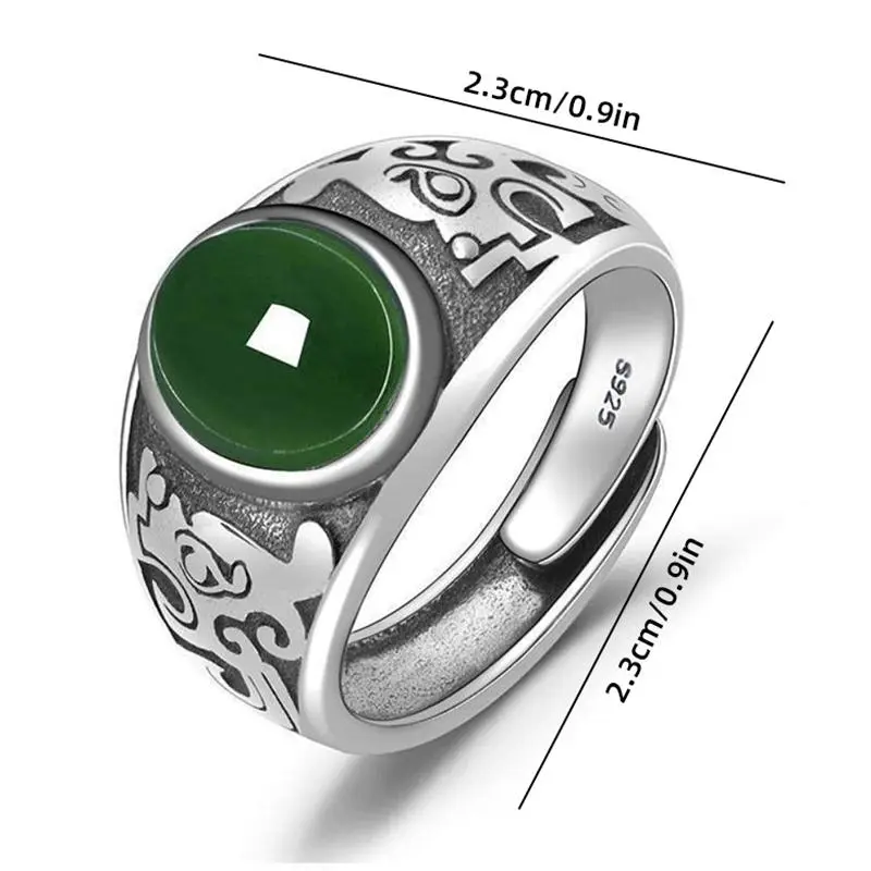 Nhẫn đính cườm, màu xanh lá cây Cổ Điển có thể điều chỉnh, phong cách Cổ Điển Thích hợp làm quà tặng ngày lễ tình nhân, phụ kiện Unisex, mở 8