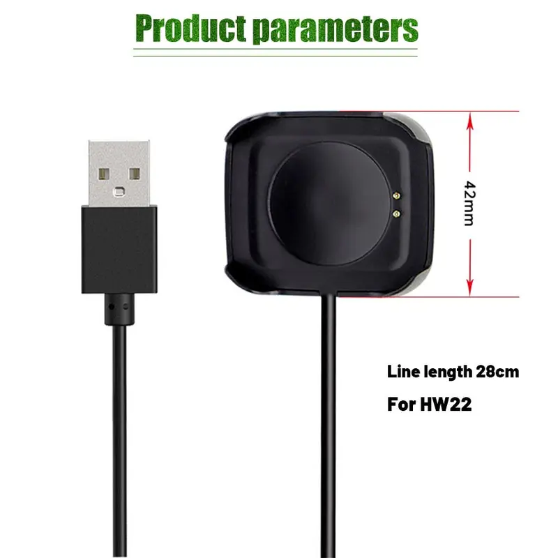 Kabel USB Charger Casan  Watch fits with HW19 HW22 2 PIN Smartwatch Jam Docking Cable Dock Charger 1