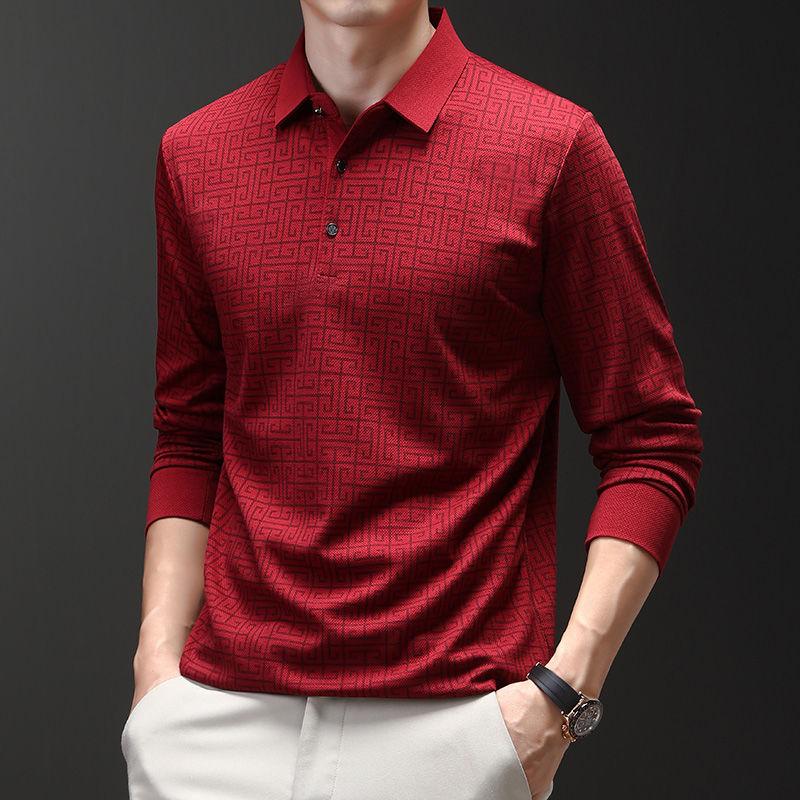 Áo Thun Thường Ngày Công Sở Cao Cấp, Dành Cho Nam Giới, Hàng Mới Về Mùa Hè, Cổ Polo, Dài Tay, Jacquard Mỏng, Thoáng Khí, Kiểu Polo 0