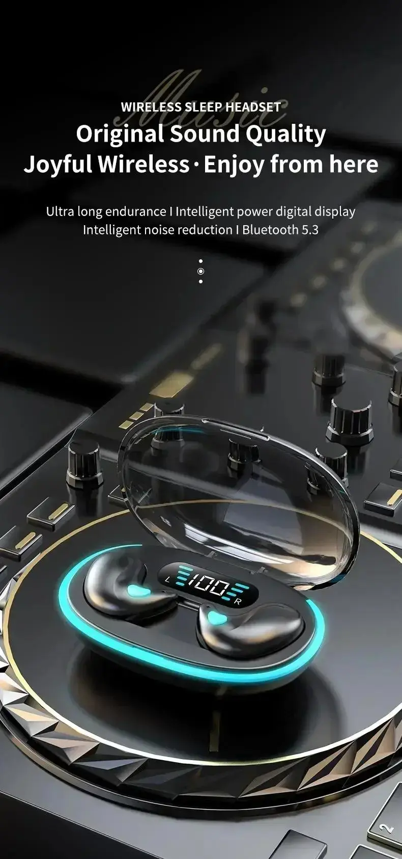 Invisible Sleep Bluetooth 5.3 Earbuds - Ultra-Small Hidden Earphones For Sleeping, Music, Calls
