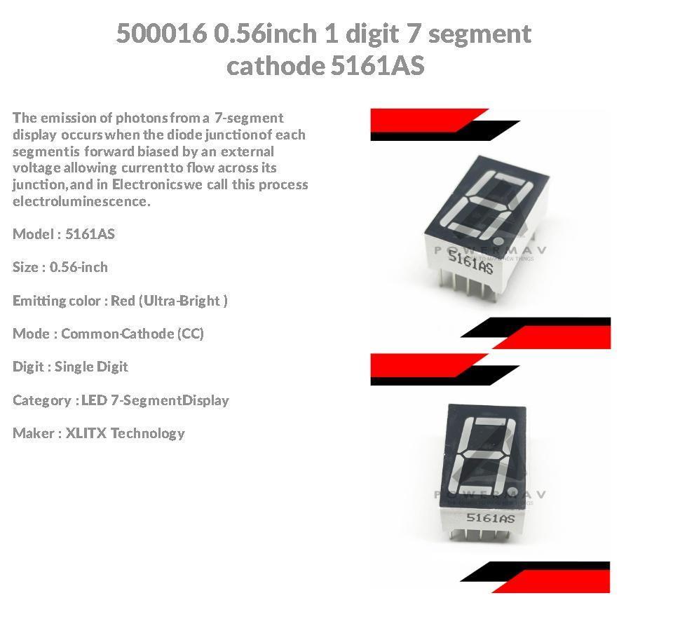 0.56inch 1 digit 7 segment cathode 5161AS Red Ultra Bright Single Digit ...