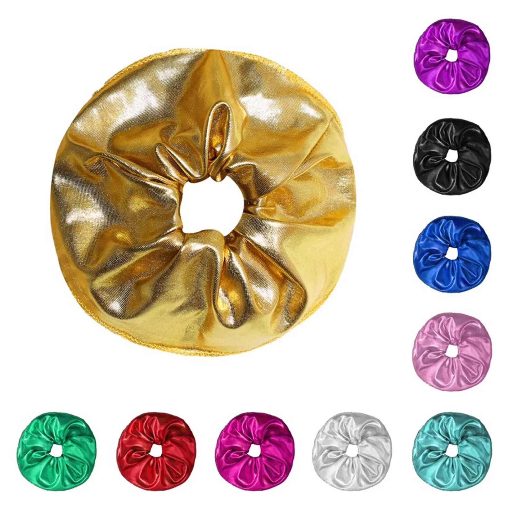 Scrunchies Tóc, Thời Trang LiiYii, Co Giãn, Kim Loại Sáng Bóng, Dây Buộc Tóc, Dây Buộc Tóc Mềm, Dành Cho Phụ Nữ Và Trẻ Em Gái
