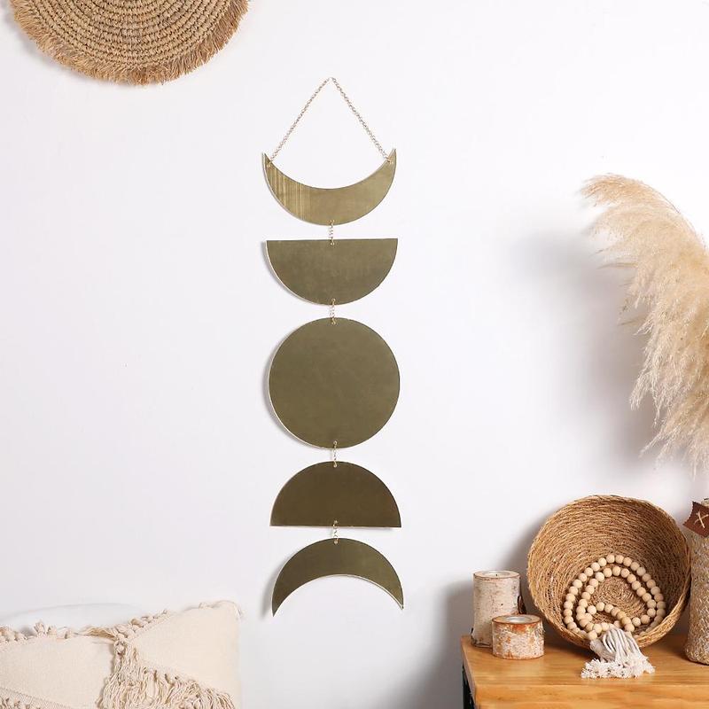 Moon Design Wall Hanging Mirror, 1 Count Creative Moon Pendant, Wall Hanging Ornament for Home Bedroom Living Room 8