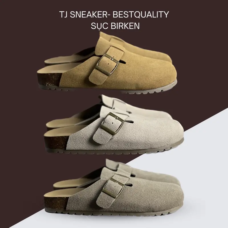 [TJ Sneaker - Bestquality] Giày sục Birken Da lộn , Đế pha trấu , Êm mềm , mang đúng size - Bảo hành 1 năm về keo DéP Shoes 1