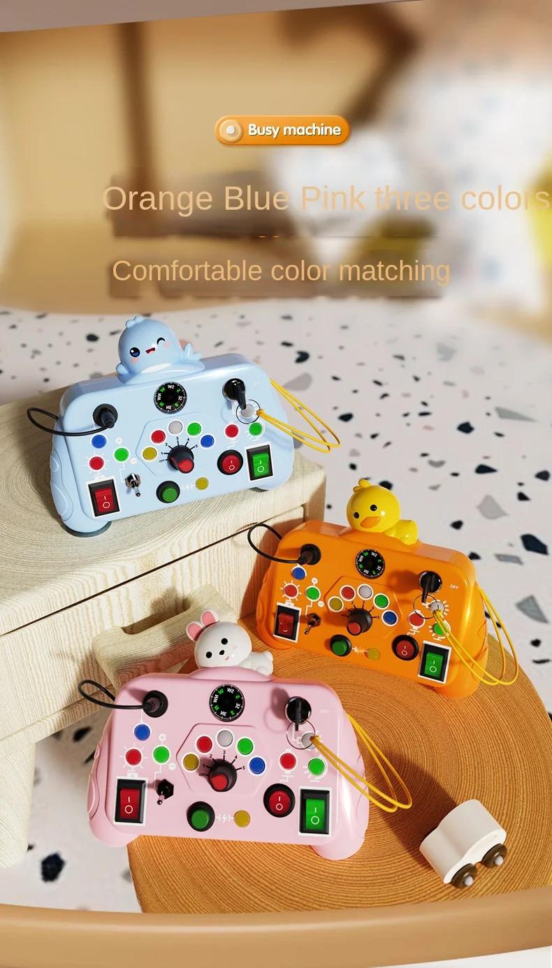 Product Introduction of Montessori Busy Board Sensory Toys Cartoon with LED Light Switch Control Board Travel Activities Children Game for 2-4 Years Old 3