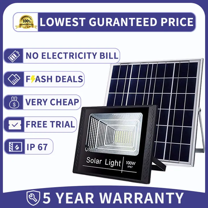 Heavy Duty 1000W 800W 500W 100W 75W Solar Lights Led Outdoor Flood Light Street Lamp Panel Set Waterproof Garden Automatic IP67 With Remote 5 Year Warranty
