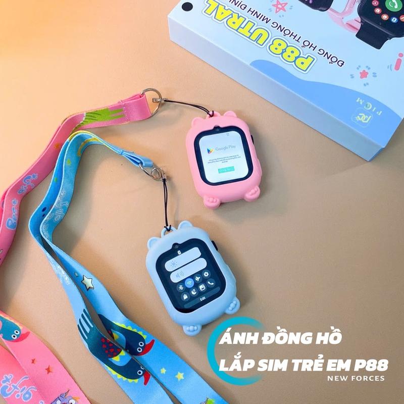 [Lắp sim  Picom P88 plus]TẶNG ỐP + 2 DÂY ĐEO + củ sạc Đồng hồ trẻ em Lắp Sim Nghe Gọi - Định Vị Cảnh Báo Nguy Hiểm, Có Tiếng Việt, dành cho bé, vào mạng tải ứng dụng có CH PLAY, gọi video
