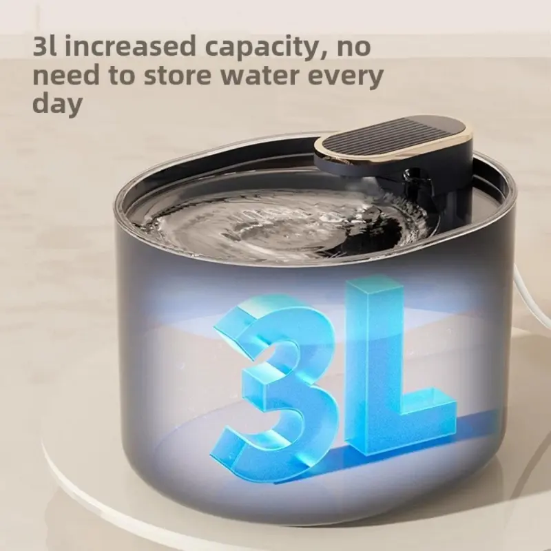 Silent Smart Pet Drinking Fountain, featuring a Quiet Design, Large Water Tank to Minimize Water Changing Hassle, and Utilizing an Intelligent Filtration System for Automatic Circulation and Filtration, Ensuring Crystal Clear Water Quality.