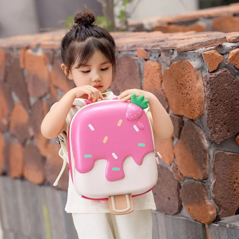 Cặp Sách Trẻ Em, Phong Cách Hoạt Hình Dễ Thương, Thích Hợp Cho Bé Gái Mẫu Giáo Và Trẻ Em, Thiết Kế Vỏ Trứng Và Kem, Ba Lô Nhẹ, Cho Bé Gái 0