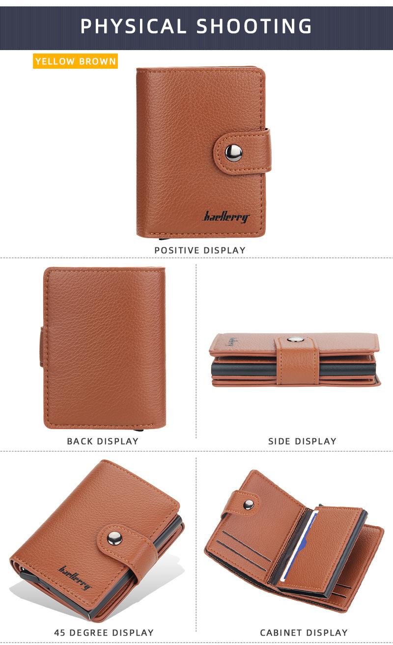 Product Introduction of Men's Card Holder in European and American Style with Lychee Pattern, Automatic Pop-up Card Type Clasp Wallet, Metal Aluminum Box Card Sleeve 10