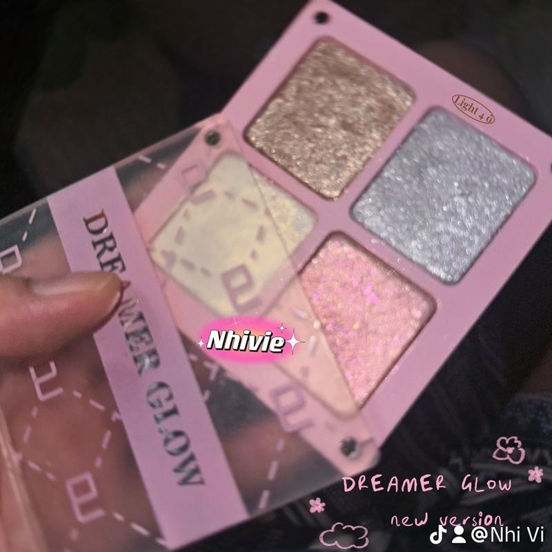 Bảng Highlight Dreamer Glow Bốn Ô Phiên Bản Mới Hạt Nhũ Mịn Siêu Sáng Dùng Cho Mặt Và Toàn Thân