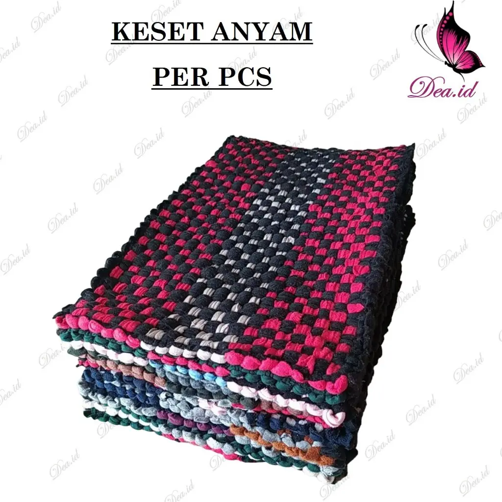 Keset Anyam Anti Slip Per PCS Keset Kaki Tenun Murah Dapur Kamar Mandi WC Bahan Perca Kain Kaos Daya Serap Bagus Ukuran 50x35 cm