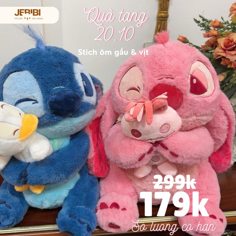 [NHẬN THÊU TÊN] Gấu Bông Stitch Hồng, Stitch Ôm Vịt dễ thương hàng quảng châu, làm quà tặng Thú Bông Thú Nhồi Bông Toy Đồ Chơi