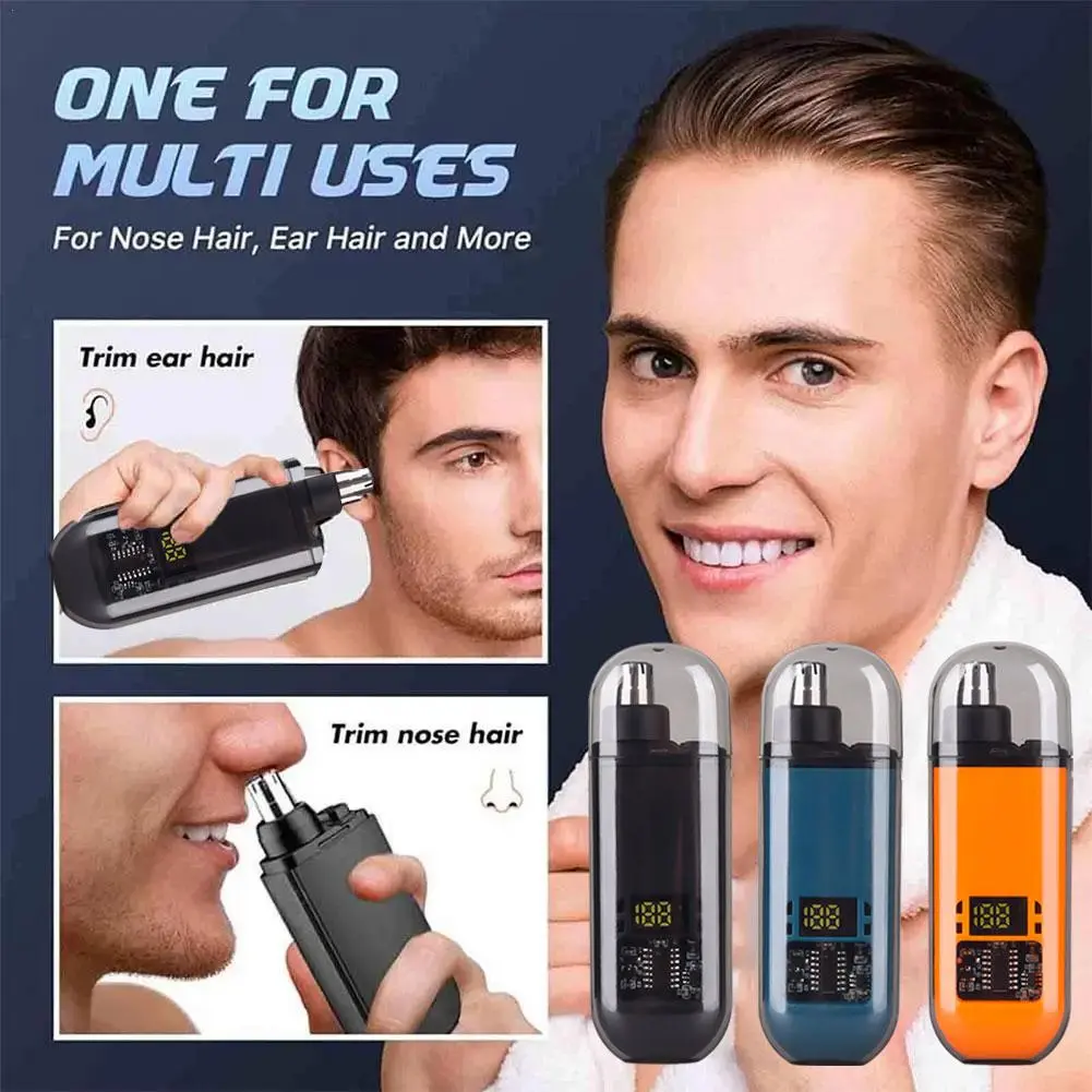 Portable Nose Hair Trimmer For Men Electric 2 In 1 Waterproof Grooming Device With Cleaning Brush And USB Cable