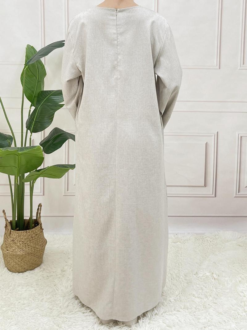 Product Introduction of 【2025】Arabic Clothing-floral Embroidery Long Sleeve Belted Tunic Dress, Elegant Long Dress for Women, Women's Islamic Clothing for All Seasons, Abaya for Daily Wear 7