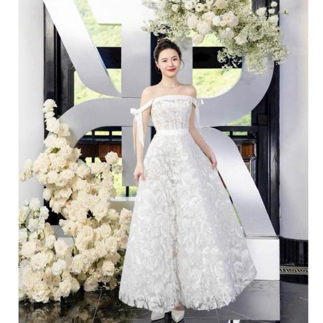 Đầm kimsa trễ vai đầm đi bàn cô dâu dự tiệc sang trọng Mizu