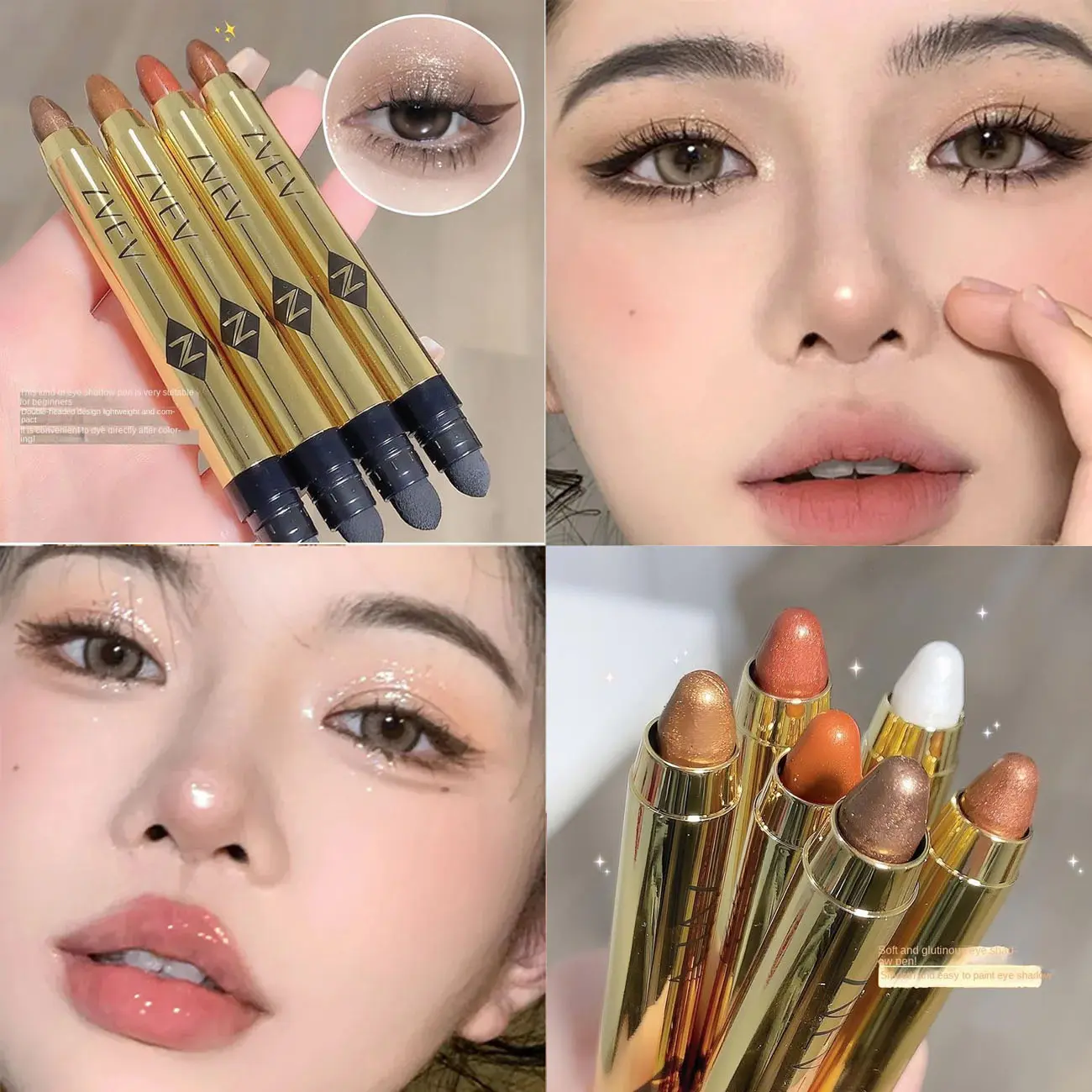 ปากกาอายแชโดว์กลิตเตอร์ อายแชโดว์มุกประกาย อายไลเนอร์สีแท่ง แต่งหน้า กลิตเตอร์ สีพื้นด้านมุก แต่งหน้าบริสุทธิ์ถึงเปลือย ติดทนนาน กันน้ำ ไม่ล้าง แสงสูง การรวมกันของการแต่งหน้าชิมเมอร์ละเอียด เครื่องสำอางความงาม