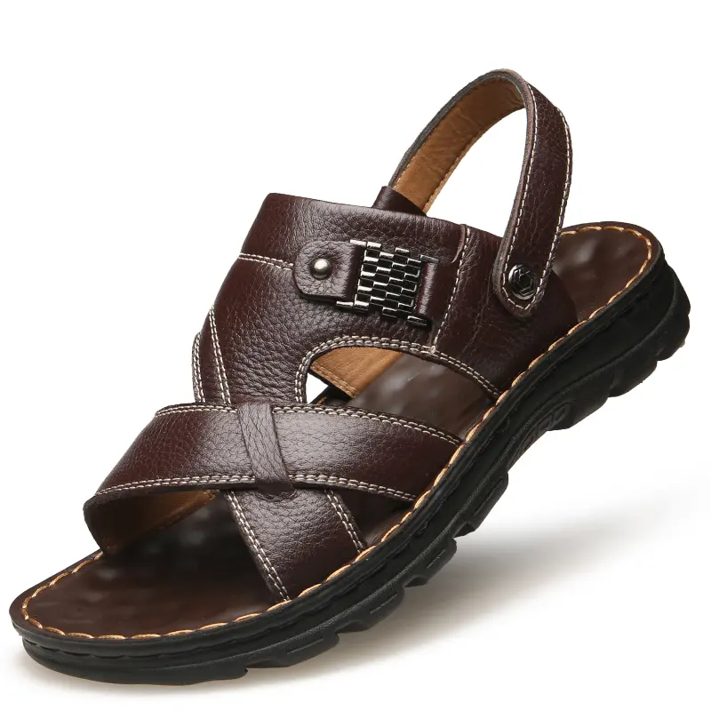 2025 Youlong Shoes Sandals Summer Casual Two-Way Beach Shoes Genuine Leather Slippers Available in Quantity and Price
