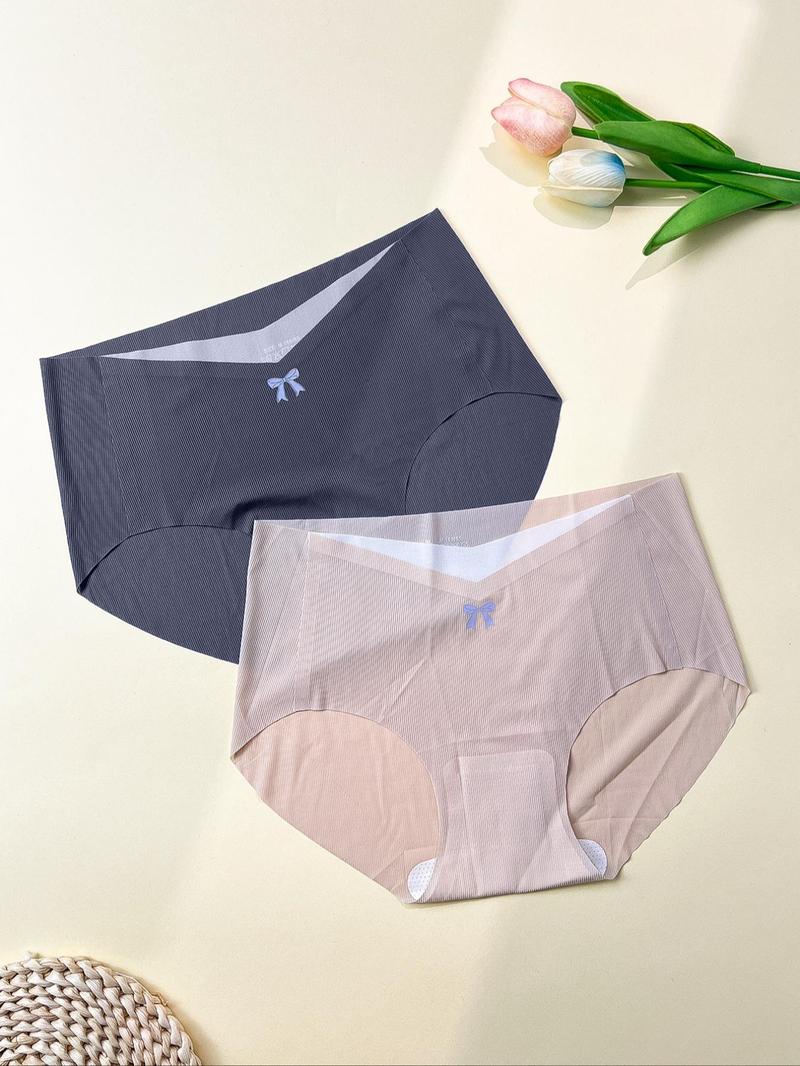 Product Introduction of Women's Bowknot Print Seamless Ice Silk Panty, Breathable Comfy Knicker for Daily Wear, Underwear for All Seasons 9