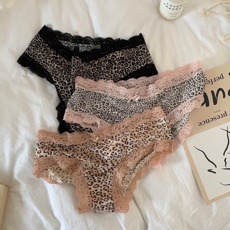 SET 5 Quần Lót Nữ Thun Su Lạnh Hoạ Tiết Da Beo, Da Báo Phối Viền Ren Cao Cấp (QL01) Women