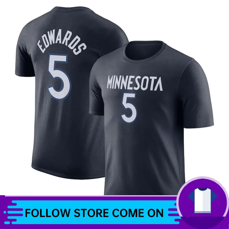 Áo Thun Đồng Phục NBA, Thiết Kế Sói Rừng Edwards Downs, Áo Thun ngắn Tay Thể Thao Bóng Rổ, Dành Cho Nam