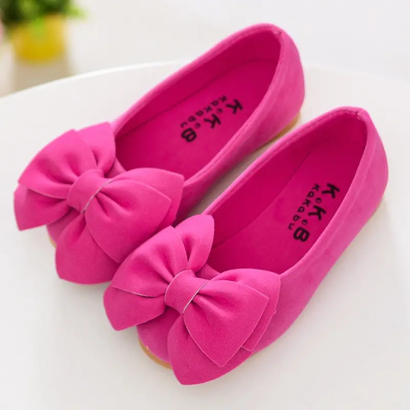Kasut kulit gaya Korea untuk kanak-kanak lelaki dan perempuan, kasut puteri dengan busur, kasut rata satu lapisan, loafers bayi kasual, musim bunga dan musim luruh Baby Shoes