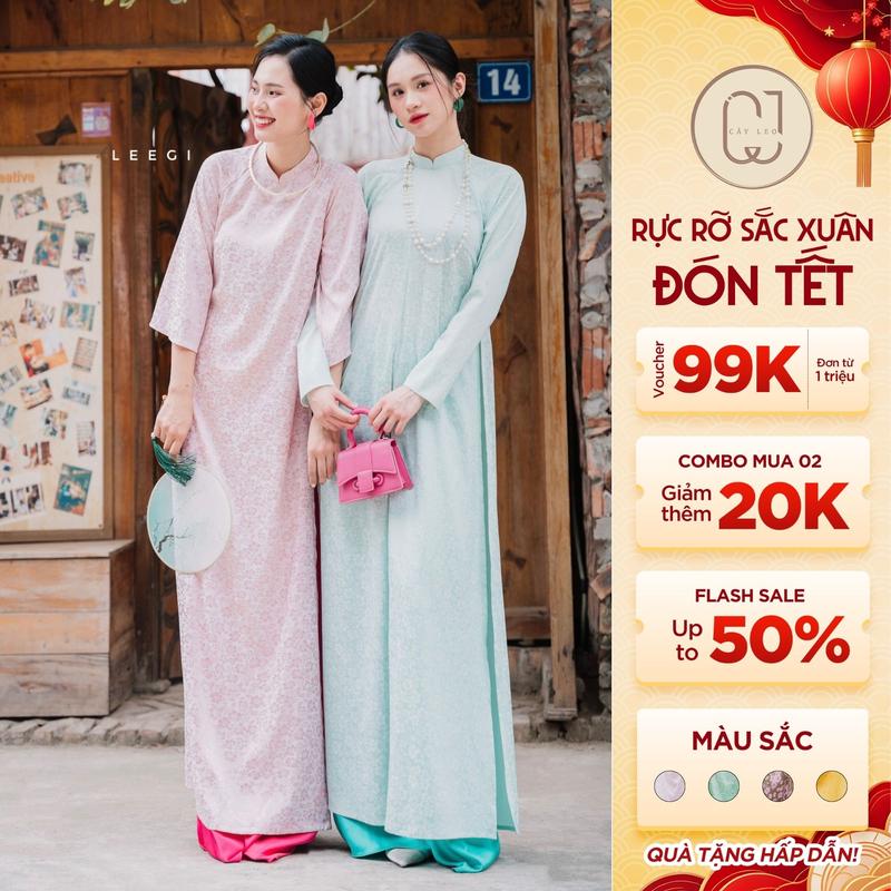 KOL Áo Dài Khả Diệp Lụa Gấm Hoa Tay Lỡ Cây Leo Design Cách Tân Duyên Dáng Dành Cho Nữ Dress Women - Min684