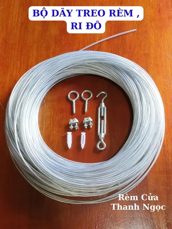 Bộ Dây Treo Rèm Cửa Ri Đô Phơi Đồ Bằng Cáp Bọc Nhựa 0