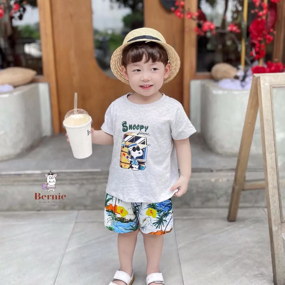 Set bộ snoopy bé trai, áo cotton mixncungf quần đũi mát lẹm