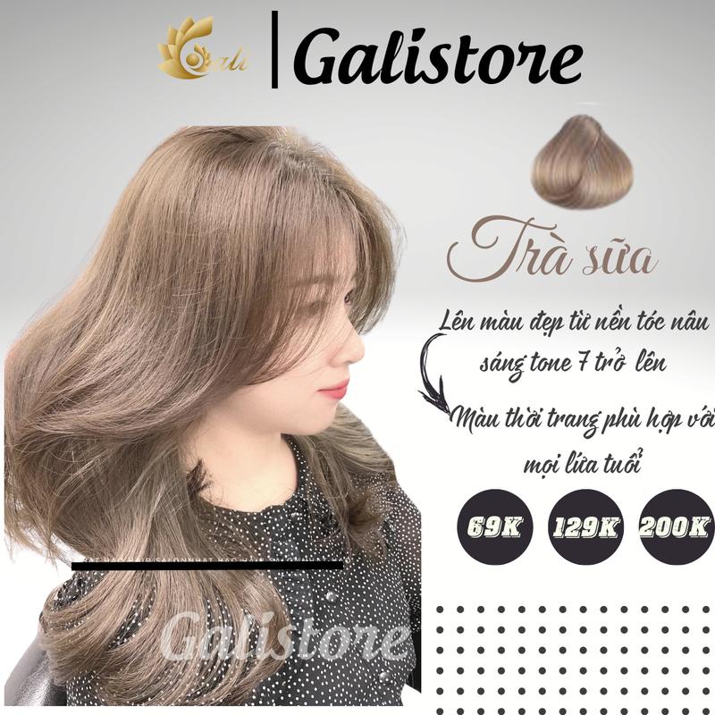 Kem nhuộm tóc màu Trà Sữa, nhuộm tóc nâu trà sữa không cần tẩy lên từ nền nâu sáng kèm oxy Galistore Đổi Màu Tóc Nữ Women