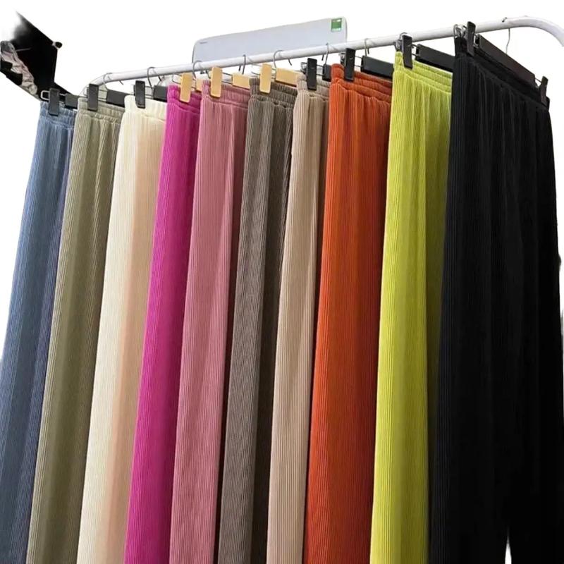 Quần Ống Suông Chất Thun Tăm Lạnh Tôn Dáng Women Nhung Voi Ong Đen