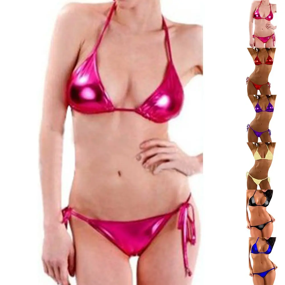 Bộ Bikini Nữ Bikini, 2 Mảnh, Kiểu Cổ Yếm Gợi Cảm, Có Áo Ngực Và Quần Lót Băng Quấn Thích Hợp Cho Các Hoạt Động Bãi Biển Và Bơi Lội Mùa Hè