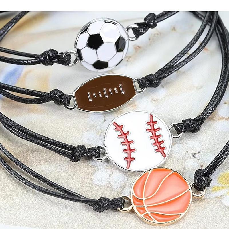 Creative Soccer Baseball Volleyball Charms Bracelets Women Men Adjustable Braided Rope Bracelet Sport Souvenir Bangle Jewelry 6