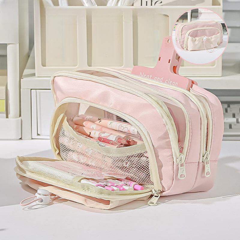 Hộp bút 5 ngăn dung tích lớn dễ thương có túi trước túi đựng bút cho học sinh nam nữ quà tặng trường học