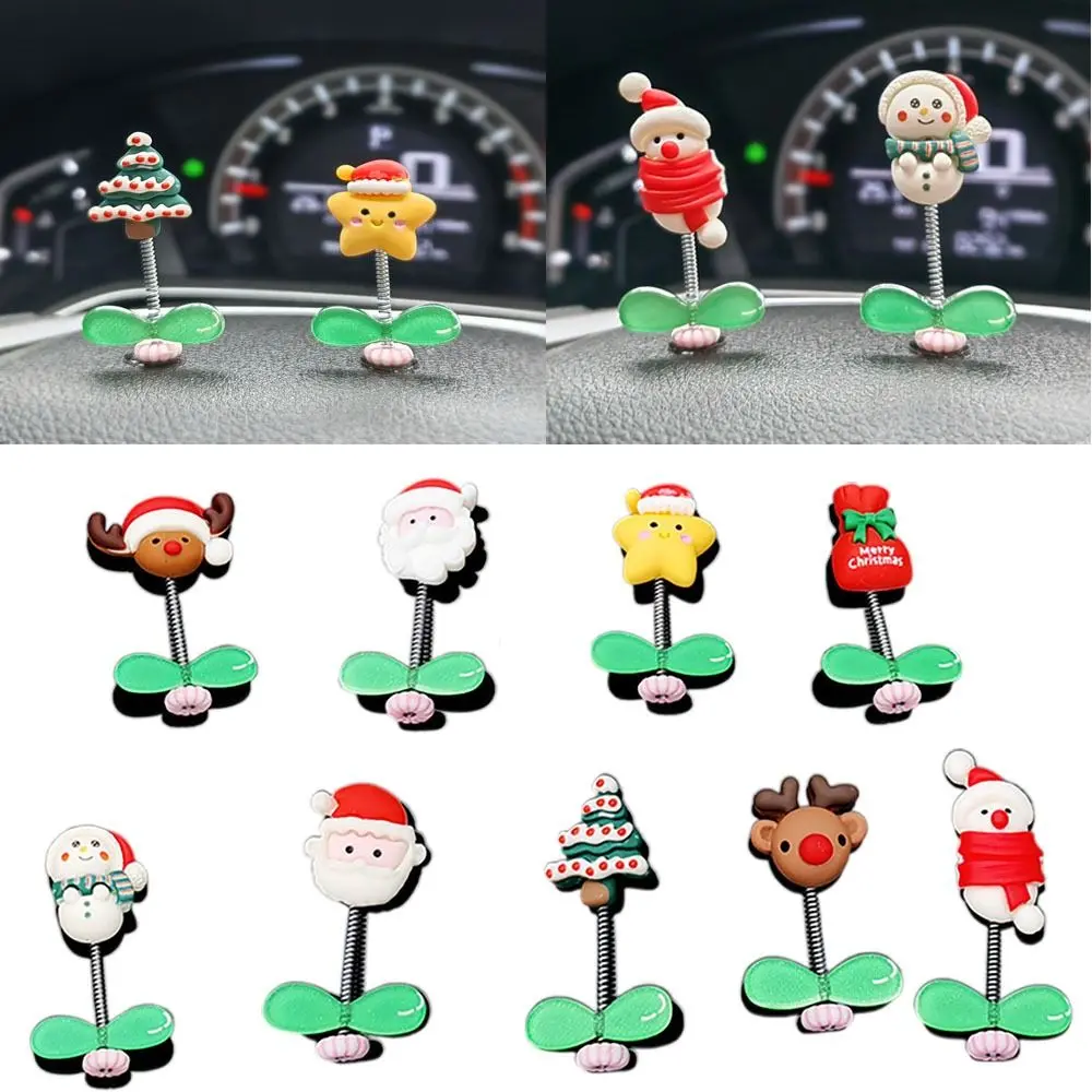 Car Dashboard Decoration Elk Car Ornaments Shake Head Santa Claus Car Accessories Perfume Clip Decor Christmas Gifts Car Air Vent Statues Christmas Car Decoration Xmas
