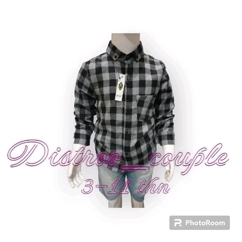 Baju Kemeja Flanel anak laki/perempuan import Motif Kotak-kotak Hitam Putih 4