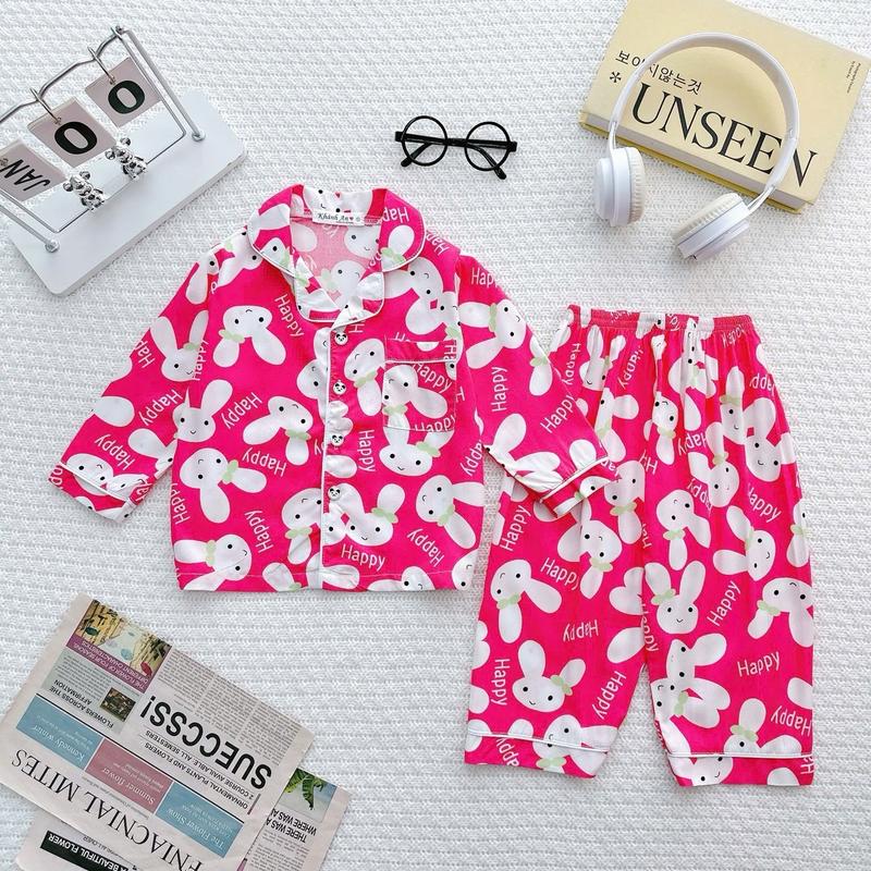 TL30 - Đồ Ngủ Đồ Bộ Tole Lanh Cho Bé Gái Áo Tay Dài Quần Dài 8-40kg