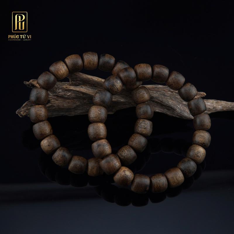 Vòng Tay Trầm Hương Dáng Lu Thống Banh Indo Tự Nhiên Socola | Trầm Hương Phúc Tử Vi