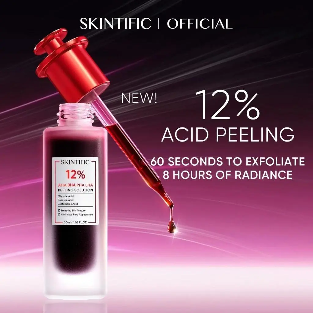 【New】SKINTIFIC 12% AHA BHA PHA LHA Peeling Solution Serum 30ml Whitening Brightening