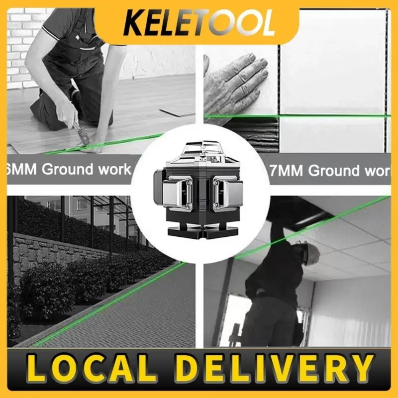 laser level 16 line 4d laser bangunan laser waterpass meteran laser digital Mesin Self laser leveling multifungsi laser tukang bangunan keramik Sinar Hijau dengan Remote Tripod Panjang Alat pembuat garis laser 6