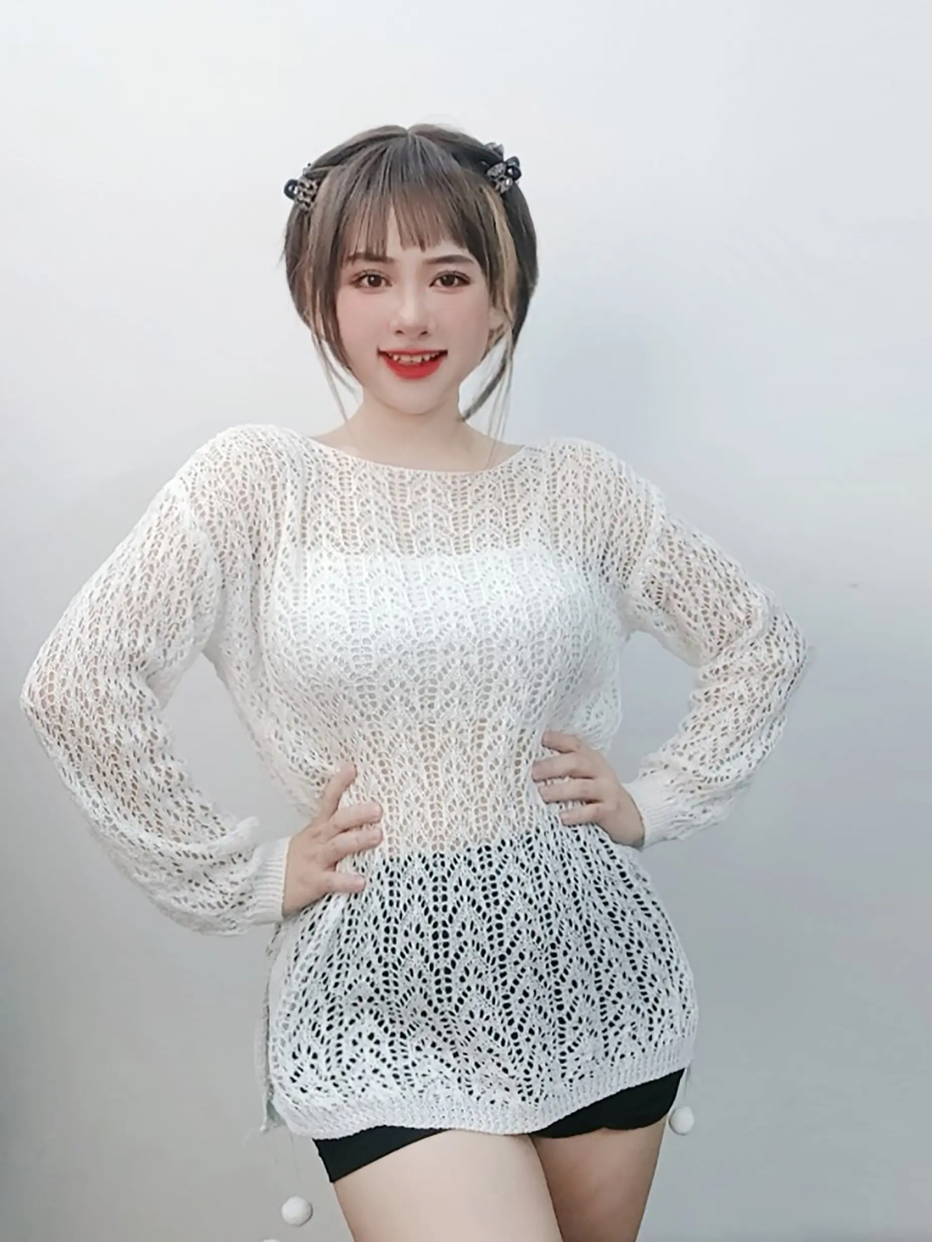 Áo len dệt kim phong cách lười dài tay áo chống nắng dài vừa phải