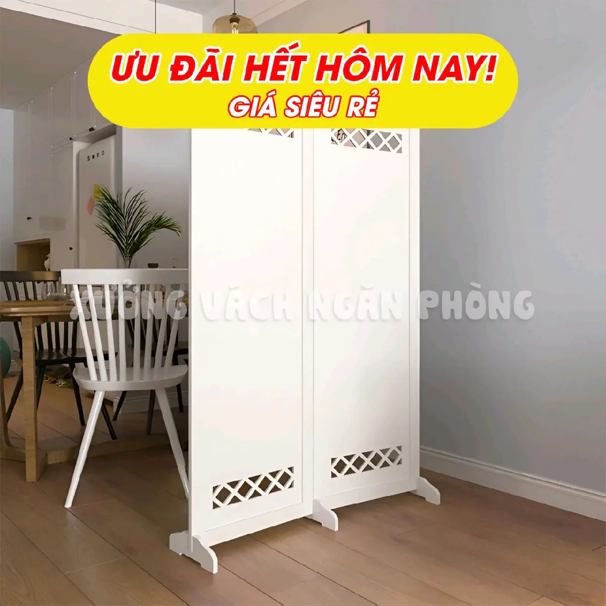 Vách ngăn bình phong kín ngăn phòng, che chắn không gian
