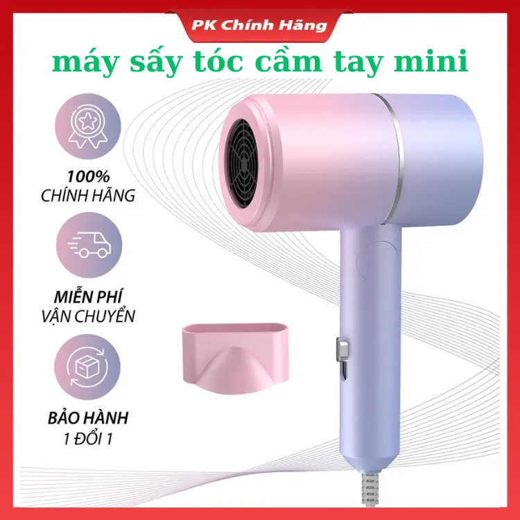 Máy Sấy Tóc Mini Gấp Gọn tạo kiểu tóc chuyên nghiệp có ánh sáng xanh dưỡng tóc mượt Độ ấm ổn định gấp gọn