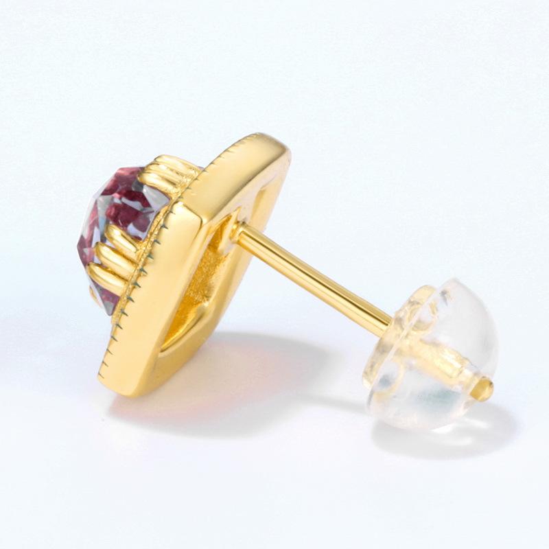 Product Introduction of Bông Tai Đinh tán Họa Tiết, Thả Amethyst Tự Nhiên, Men Dầu Màu Xanh Lá Cây, Dành Cho Phụ Nữ, Bạc S925 Mạ Vàng, Bông Tai Đá Quý 4