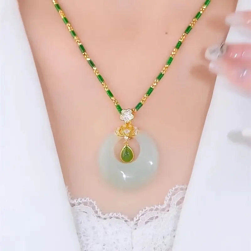 Elegant Boho-Chic Heart Pendant Necklace with Imitation Jade - Perfect for Casual Attire & Special Occasions surprising gift 5