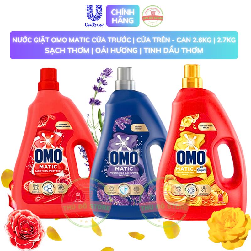  Nước Giặt OMO MATIC Cửa Trên | Cửa Trước Sạch Bẩn Lưu Hương - Can 2.6KG | 2.7KG 