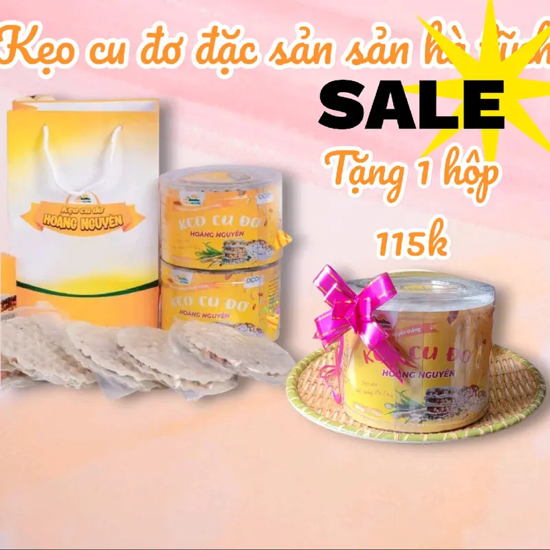 [ TẶNG 1 HỘP] combo 2 hộp KẸO CU ĐƠ HOÀNG NGUYÊN loại truyền thống 400g + tặng 1 hộp 400g.. Ăn Vặt Chua Snack dẻo kẹo sáp  dẻo banh  keotet ngậm 6