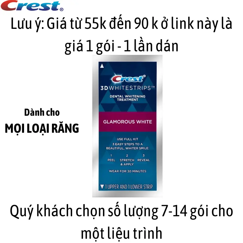 Miếng dán trắng răng Crest trắng nhanh không gây ê buốt phù hợp với mọi men răng [Giá 1 Gói] 5