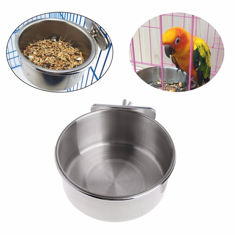Product Introduction of Stainless Steel Rabbit Pet Food Dish Hamster Stainless Steel Clamp-on Water Drinker Bird Feeder Parrot Feeding Bowl Cage Cup 1