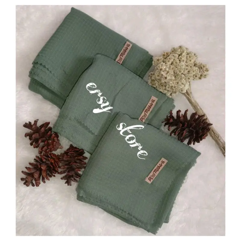 Hijab Waffle Premium Laser Cut Sage Green Edition